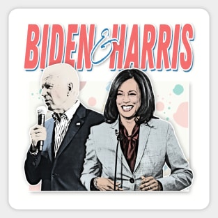 Joe Biden And Kamala Harris / Retro Style Fan Design Sticker